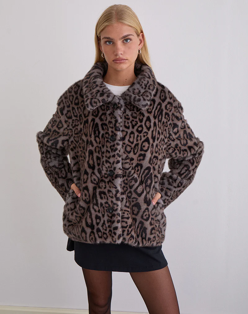 Joji Jacket in Warm Grey Leopard