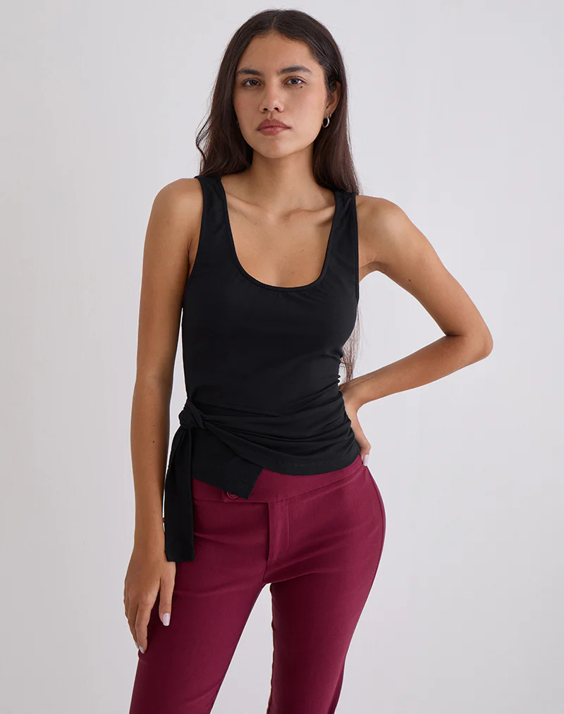 Tanzy Tie Top in Jersey Black