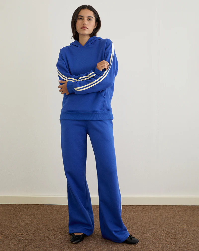 Oze Track Pant in Cobalt Blue with Buttermilk Binding