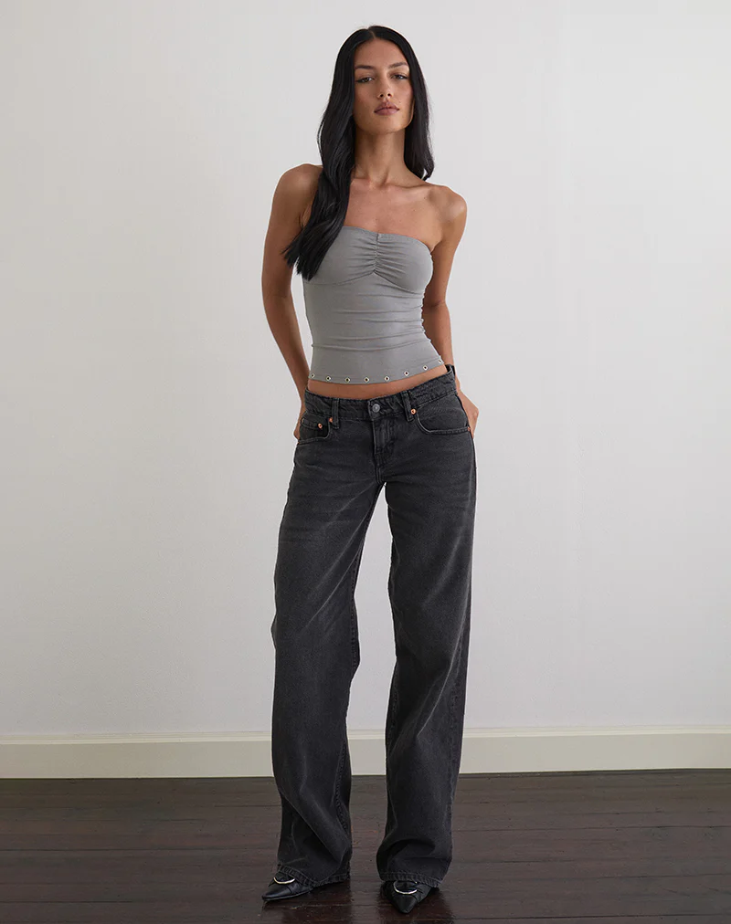 Ruki Bandeau Top in Rayon Jersey Grey