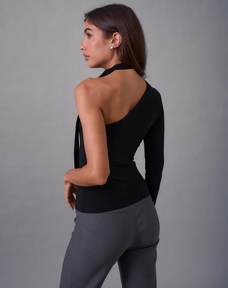 Jayahe One Sleeve Top in Rayon Jersey Black