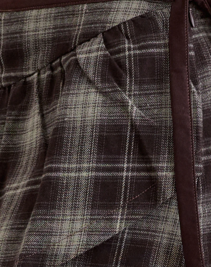 Billa Wrap Mini Skirt in Grey Check