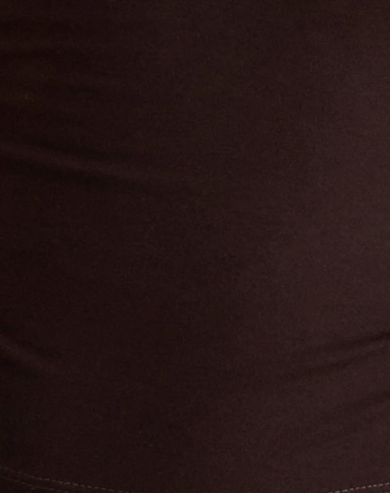 Raceline Halterneck Top in Rayon Jersey Chocolate Brown