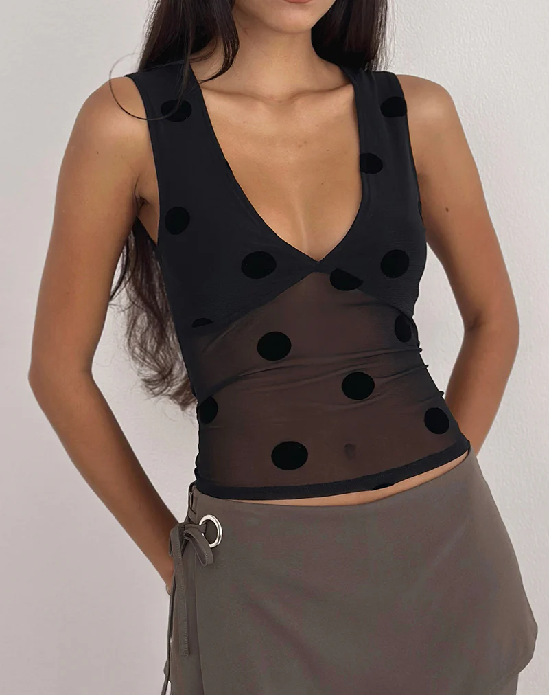 Lihat Top in Big Polka Black