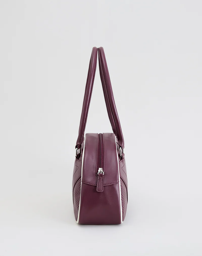 Bowler Bag in Cream and Burgundy