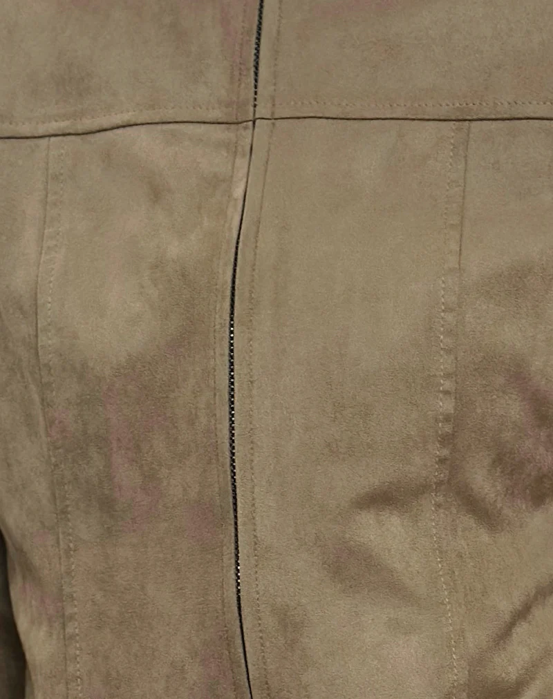 Mandy Jacket in Faux Suede Walnut