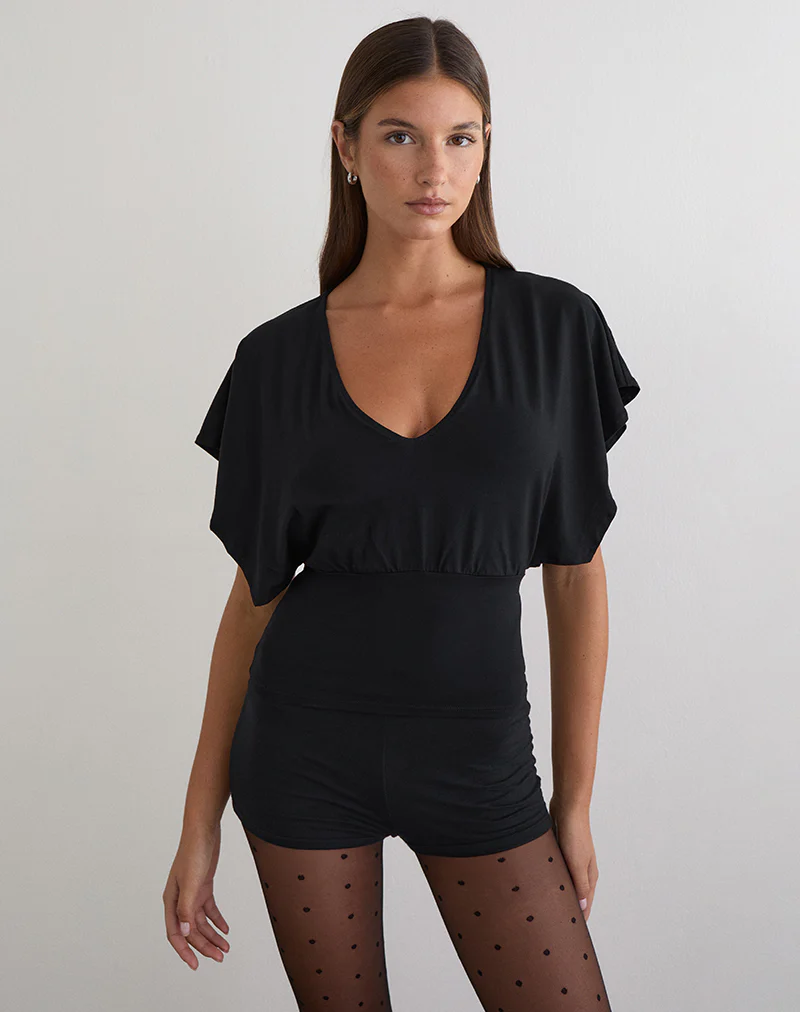 Amarata Batwing Top in Rayon Jersey Black