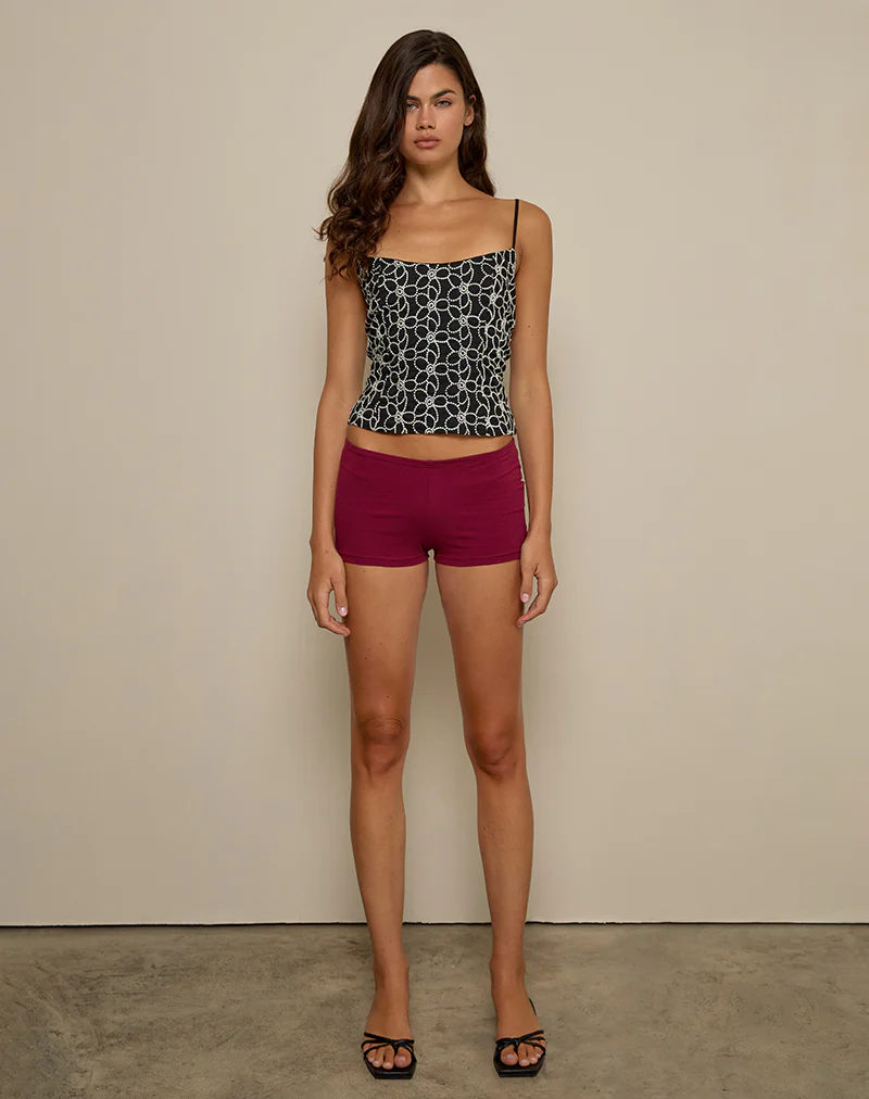 Florina Cami Top in Embroidery Flower Black