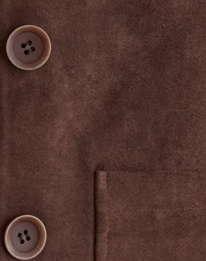 Quincy Faux Suede Cropped Jacket in Brown