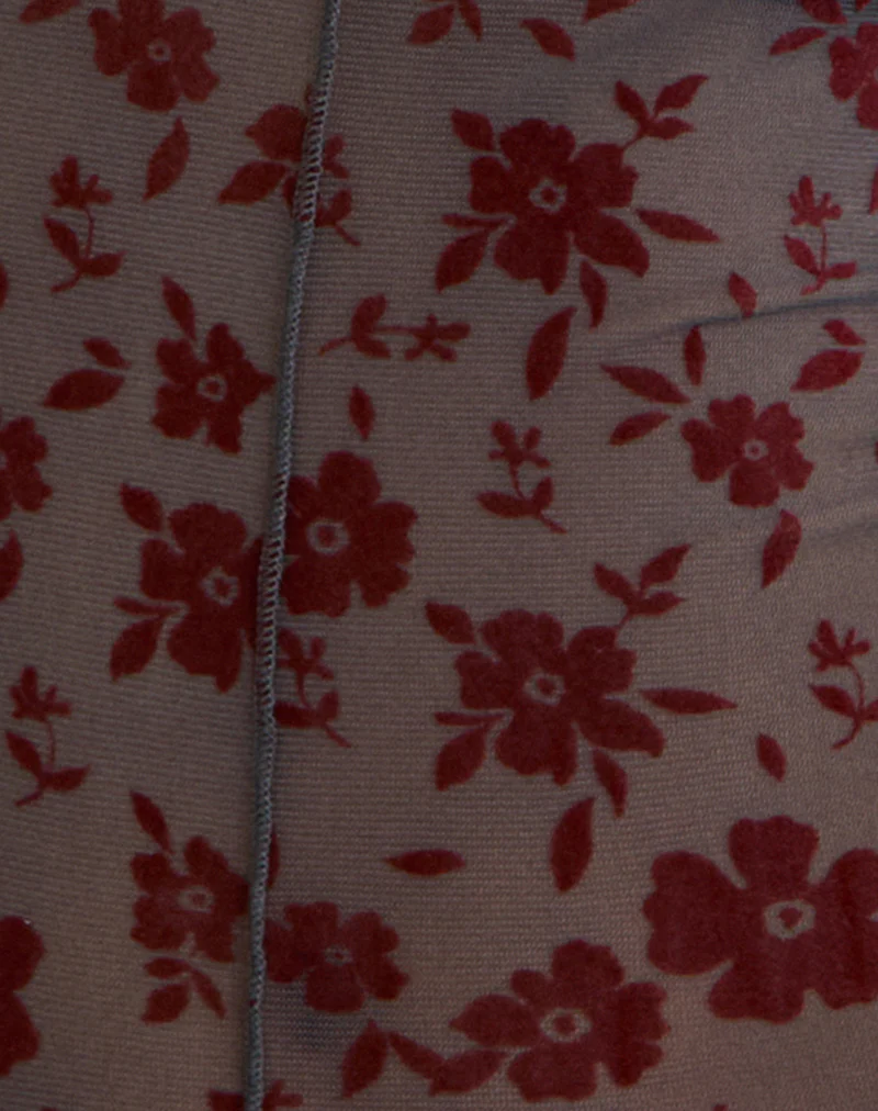 Zerlin Top in Garden Floral Blue Grey