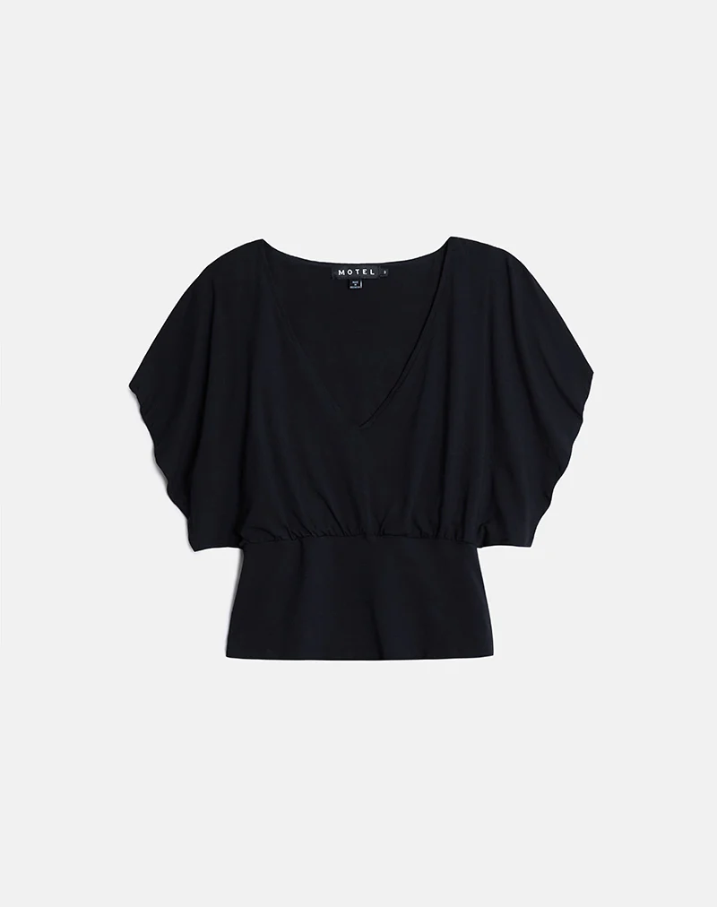 Amarata Batwing Top in Rayon Jersey Black