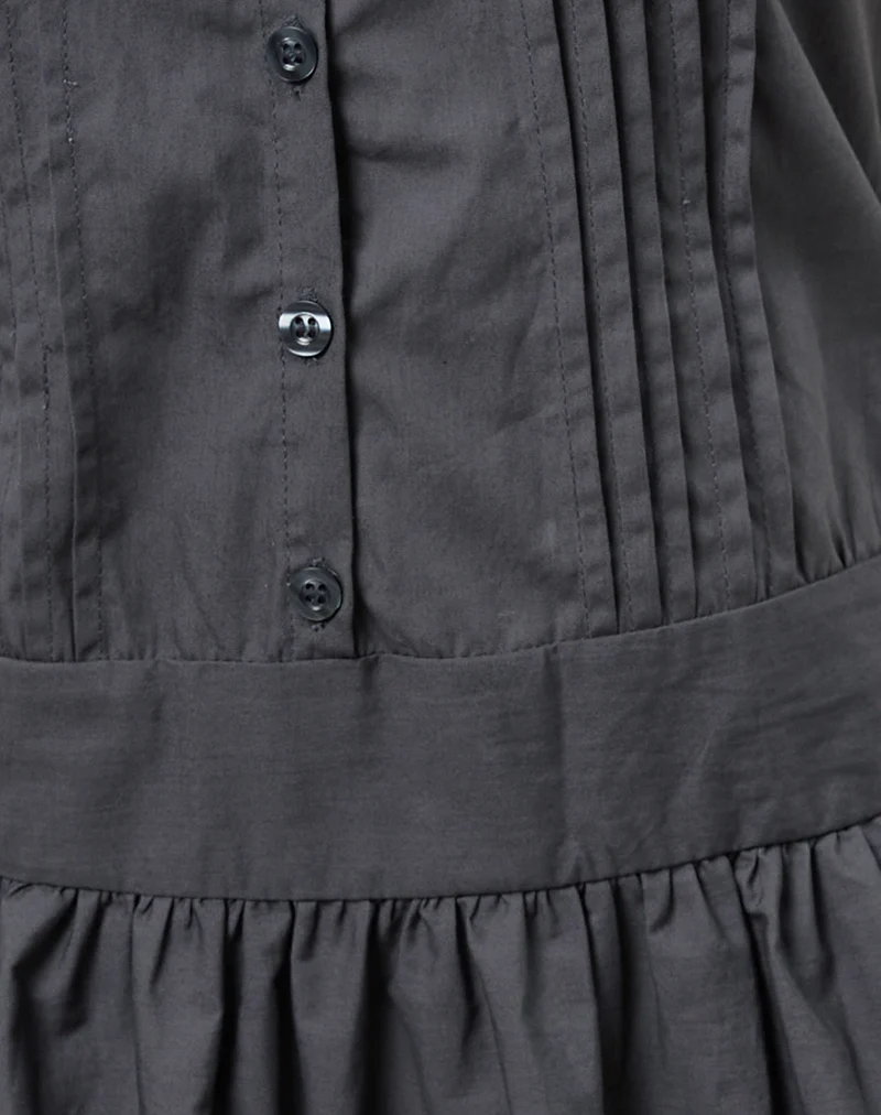 Dayara Mini Dress in Poplin Charcoal Grey