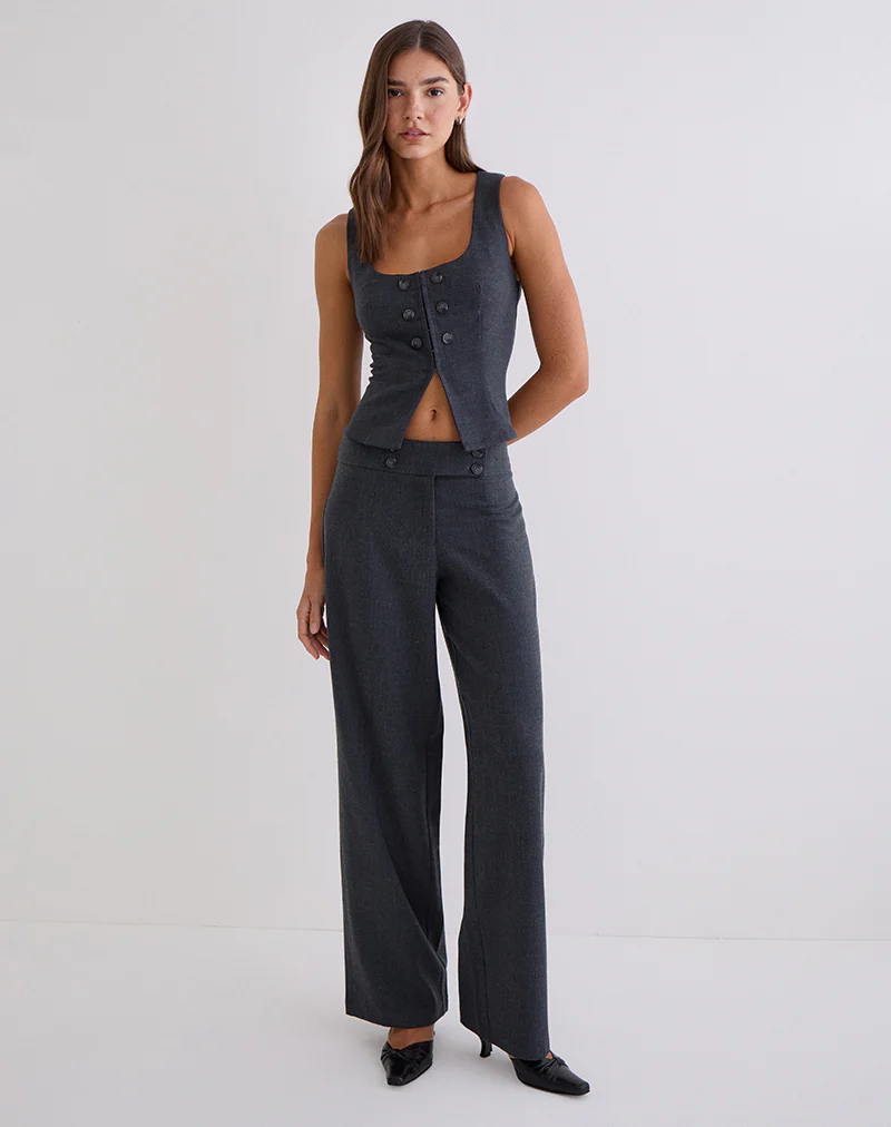 Arisyo Wide Leg Trouser in Tailoring Grey Blue