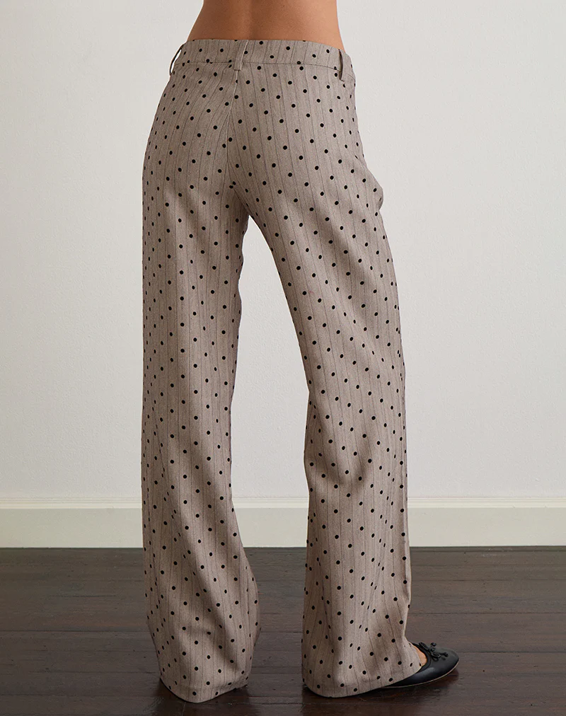 Tatina Trouser in Beige with Polka Pinstripe
