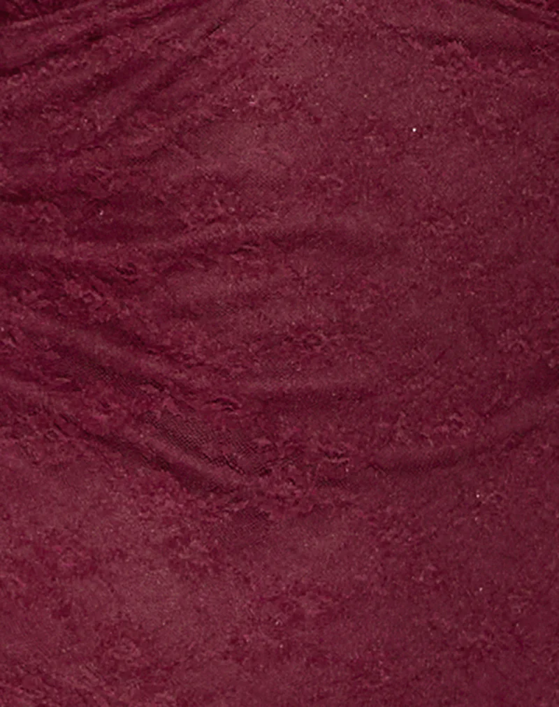 Matua Halter Top in Clover Lace Maroon