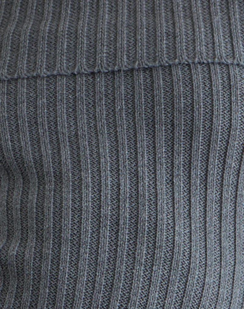 Circe Knitted Bardot Top in Grey