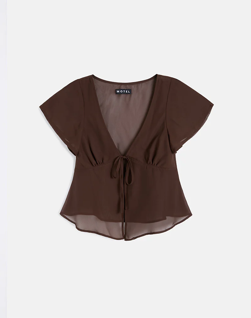 Kota Chiffon Blouse Top in Brown