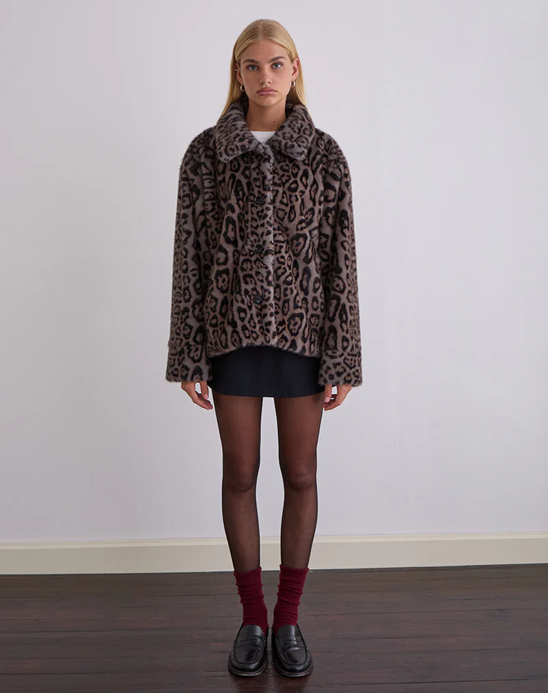 Joji Jacket in Warm Grey Leopard