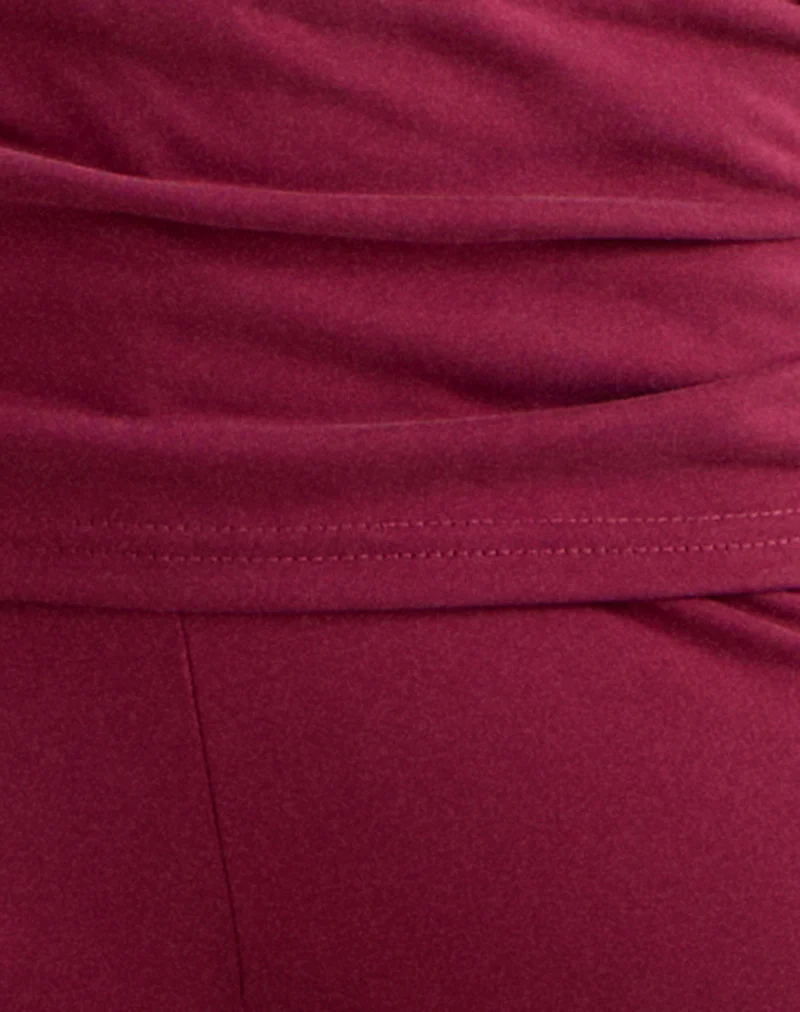 Jacita Low Rise Trousers in Cupro Burgundy