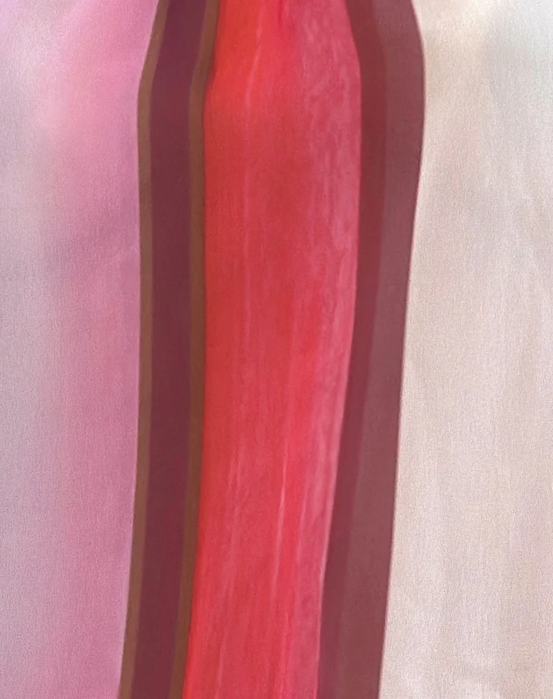 Veloria Halterneck Mini Dress in Pink Sheer Chiffon Painted Stripe