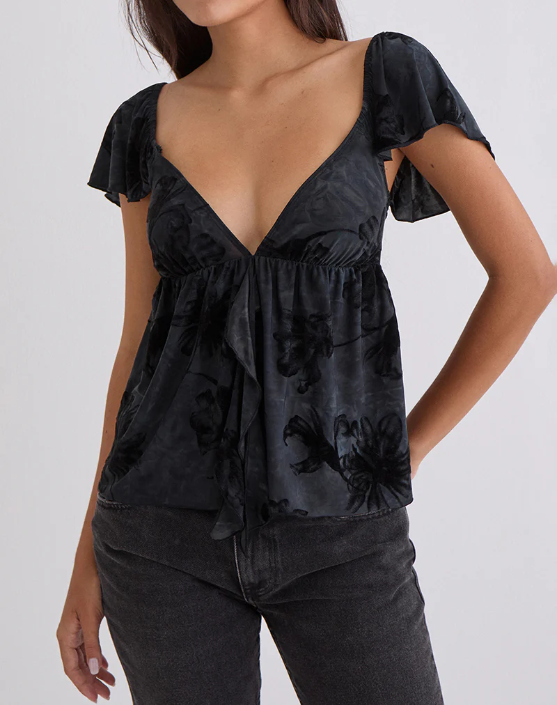Fonzie Cami Top in Burnout Velvet Grey