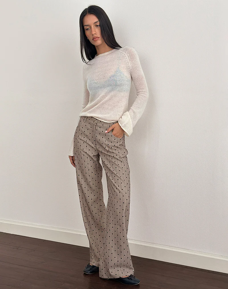 Tatina Trouser in Beige with Polka Pinstripe
