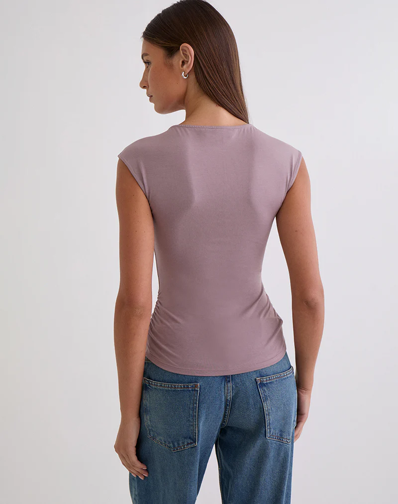 Novia Top with Ruched Sides in Dusty Mauve