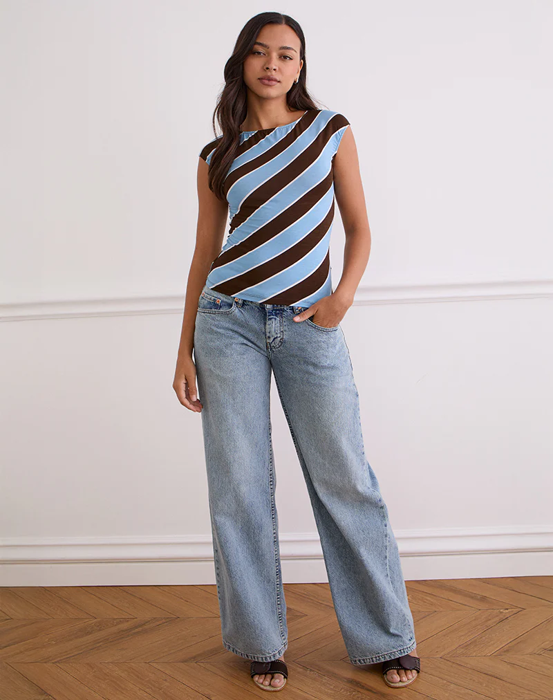 Nova Top in Retro Stripe Blue