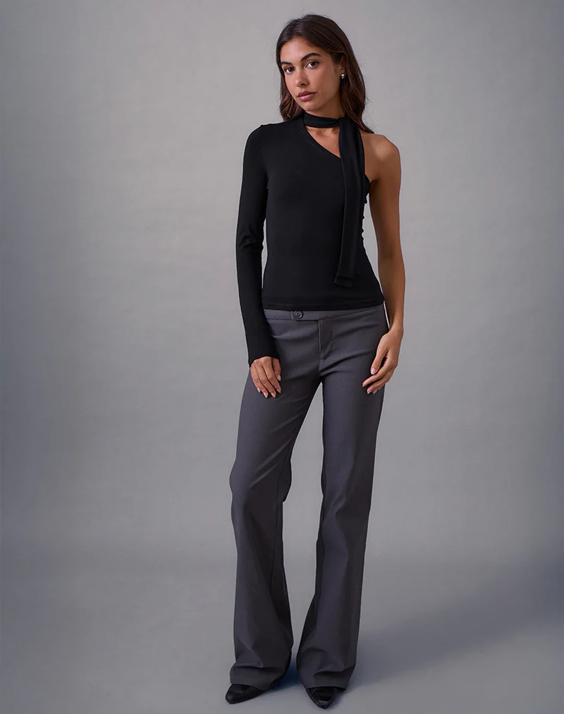 Jayahe One Sleeve Top in Rayon Jersey Black