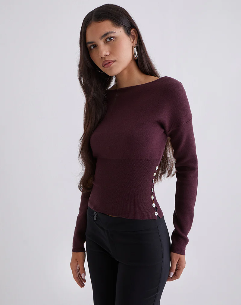 Elira Top in Knit Plum