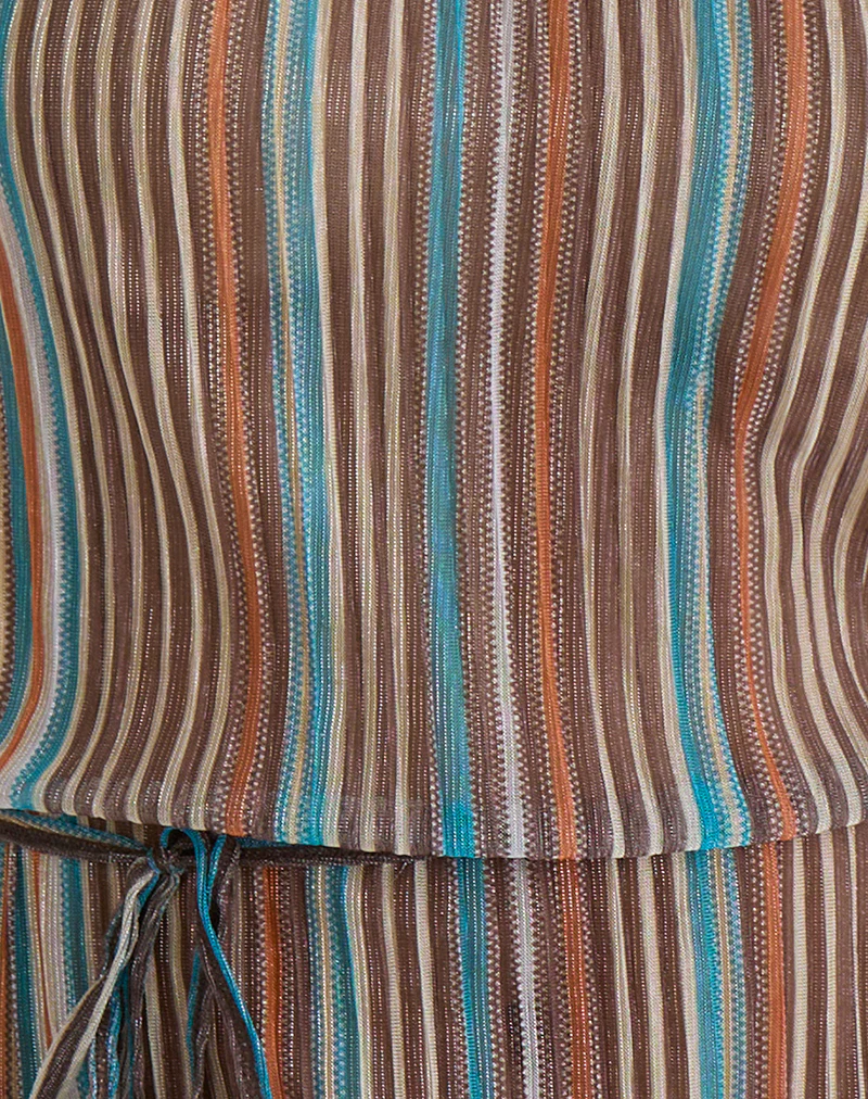 Brienne Top in Blue and Brown Shimmer Sheer Plisse