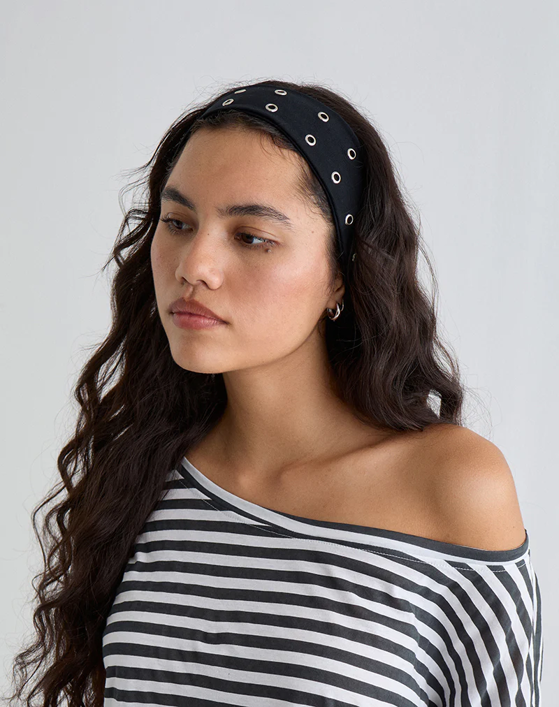 Eyelet Headband in Black