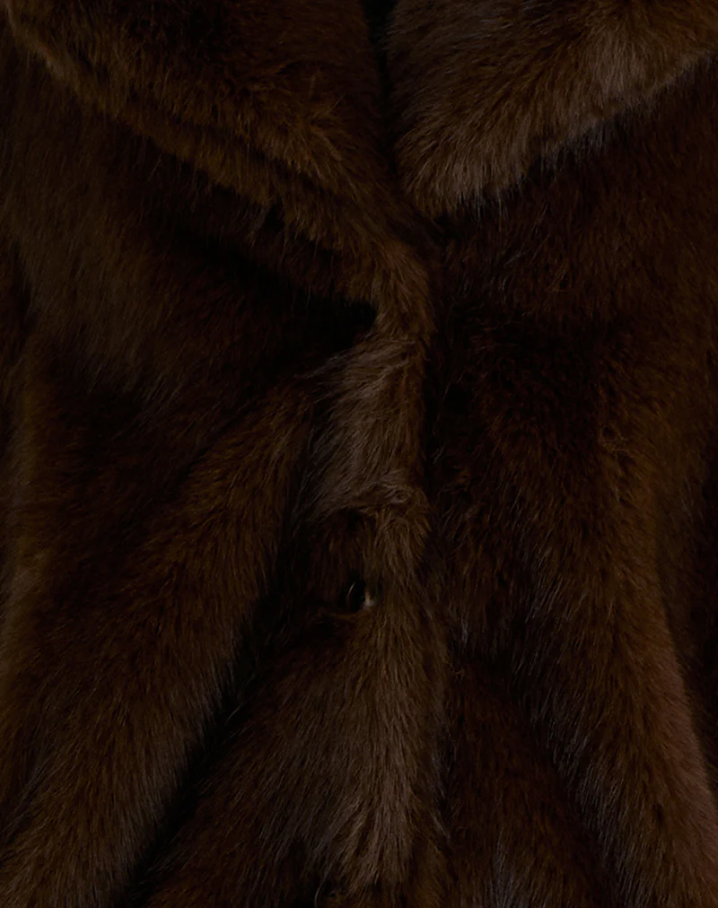 Pepita Jacket in Faux Fur Dark Brown