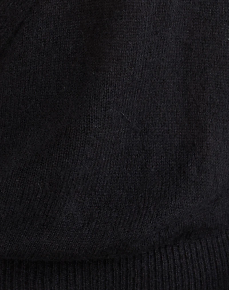 Saroya Plunge Wrap Top in Knit Black