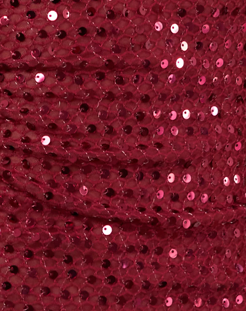 Dudley Vest Top in Sequin Knit Burgundy