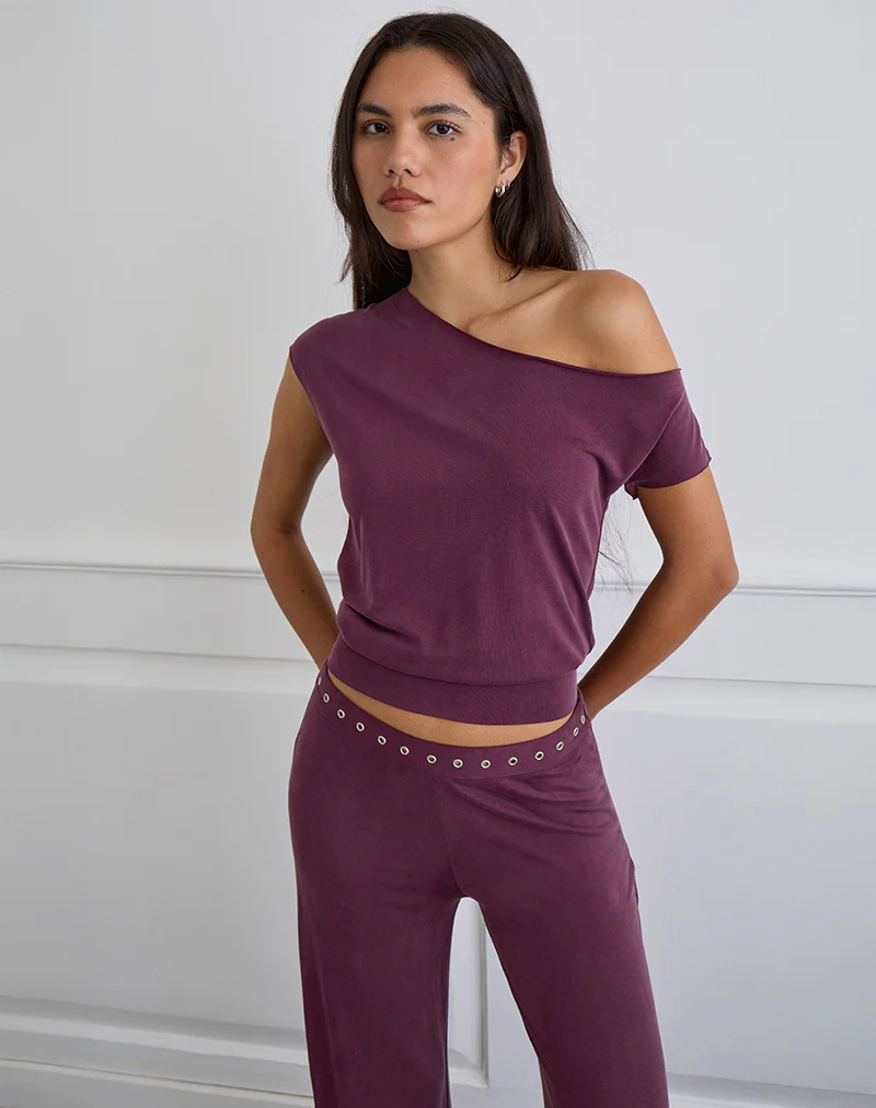 Elysian Asymmetric Top in Cupro Plum
