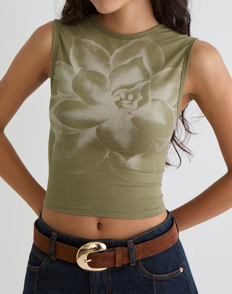 Monlo Top in Jersey Mono Floral Lime