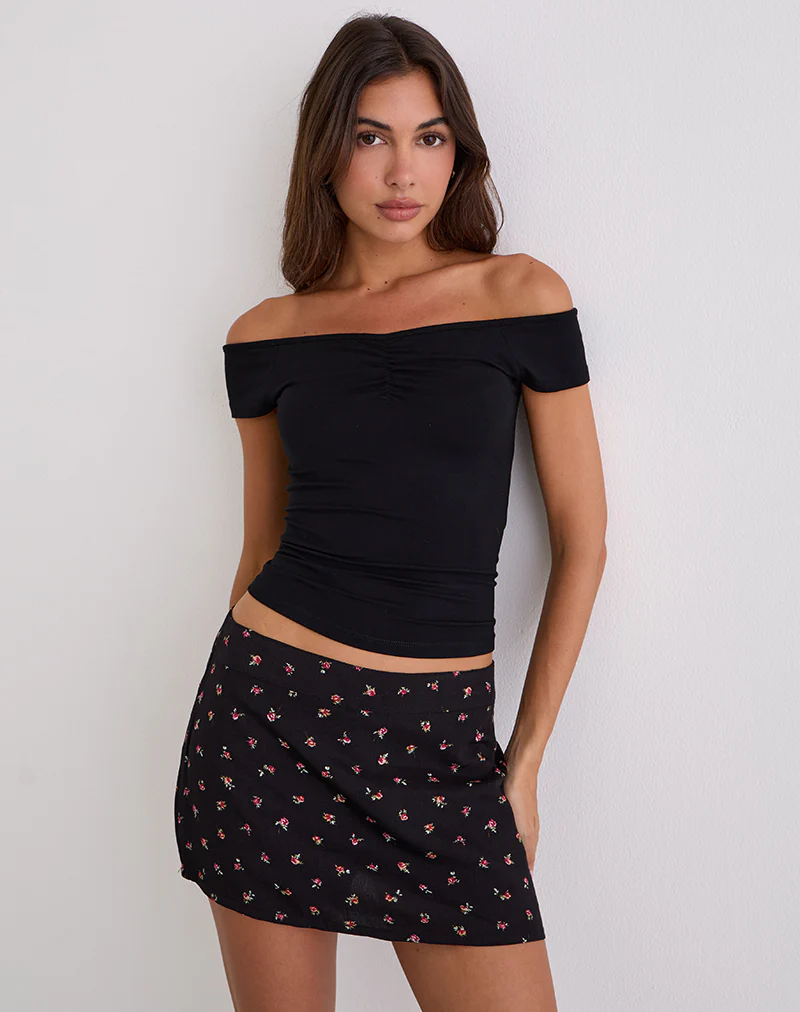 Mayomi Off Shoulder Ruched Top in Black