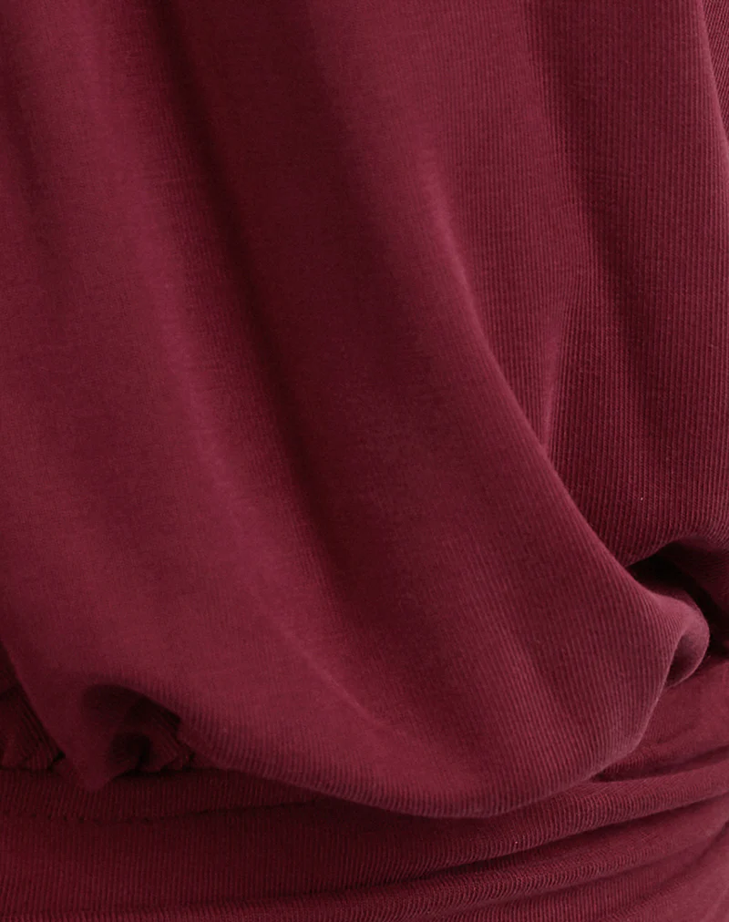 Karise Plunge Top in Cupro Dark Red