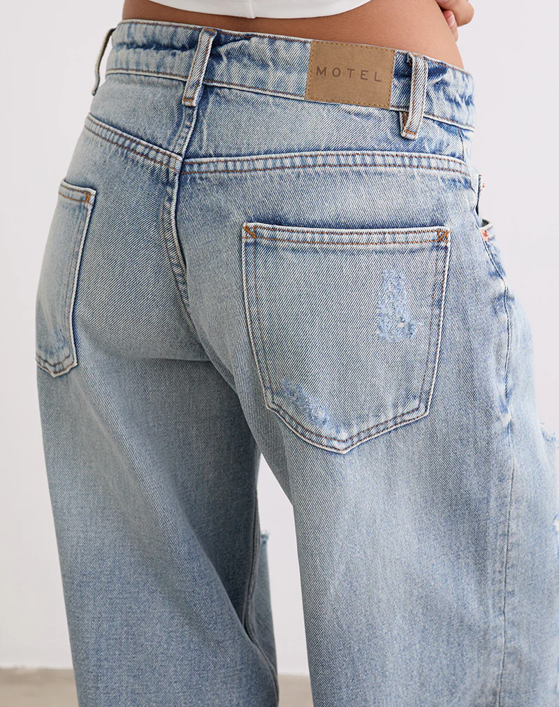 Low Rise Roomy Jeans in Extreme Rip Vintage Blue