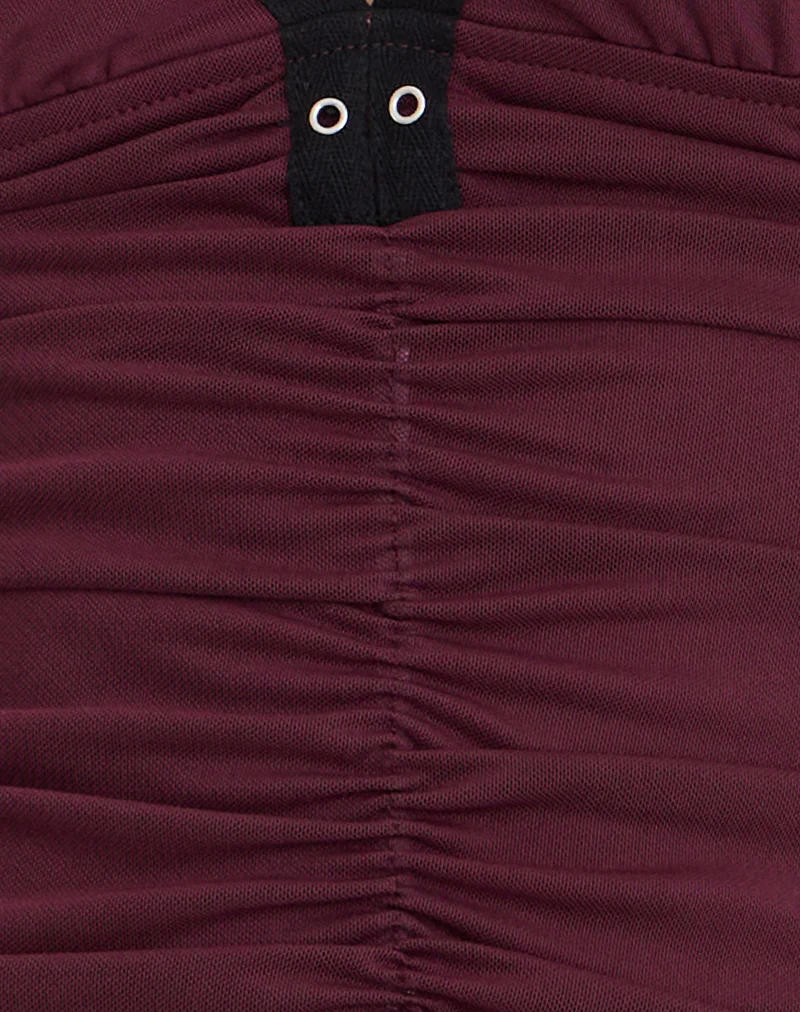 Tolani Cami Top in Heavy Mesh Wine