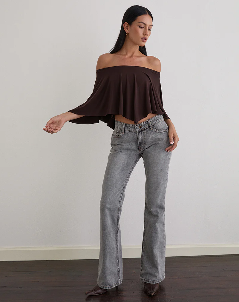 Kanela Slouch Poncho in Jersey Bitter Chocolate