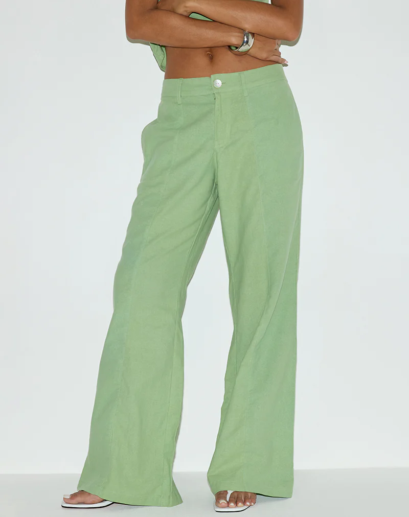 Saucy Trouser in Linen Minty Green