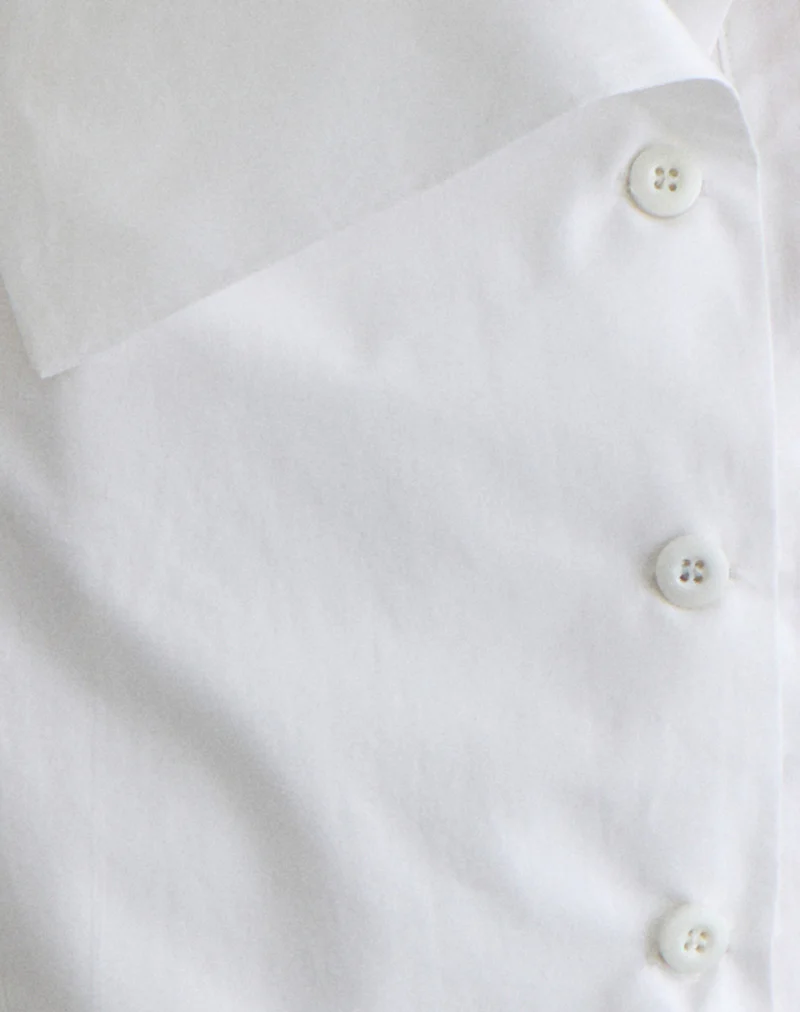 Zosia Asymmetric Button Blouse in White