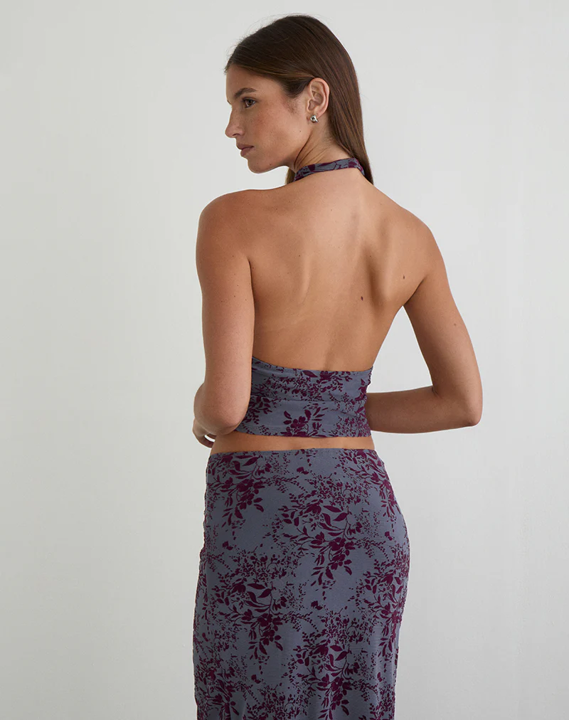 Hineba Top in Fine Leaf Flock Smoke Grey