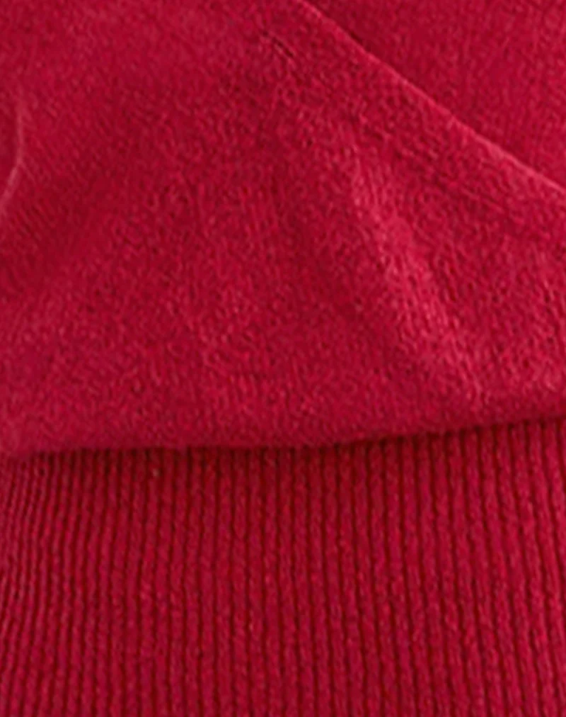 Nilza Wrap Top in Knit Red