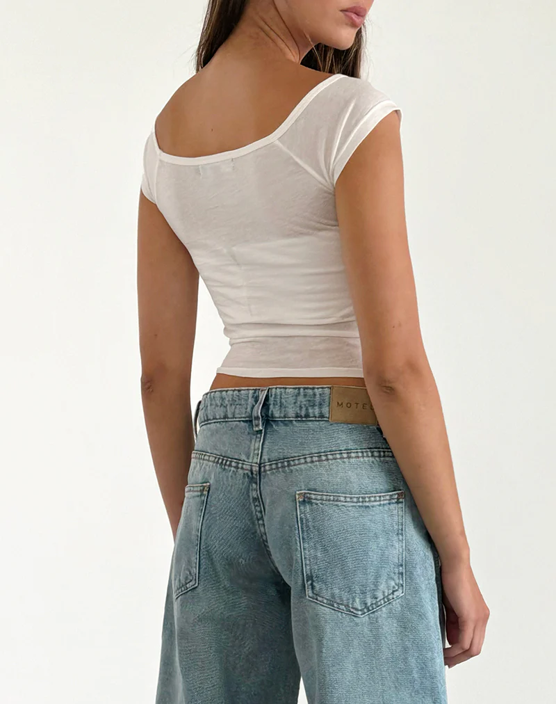 Roomy Extra Wide Low Rise Jeans in Washed Blue Green