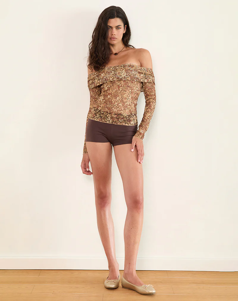 Nanila Top in Cluster Floral Brown