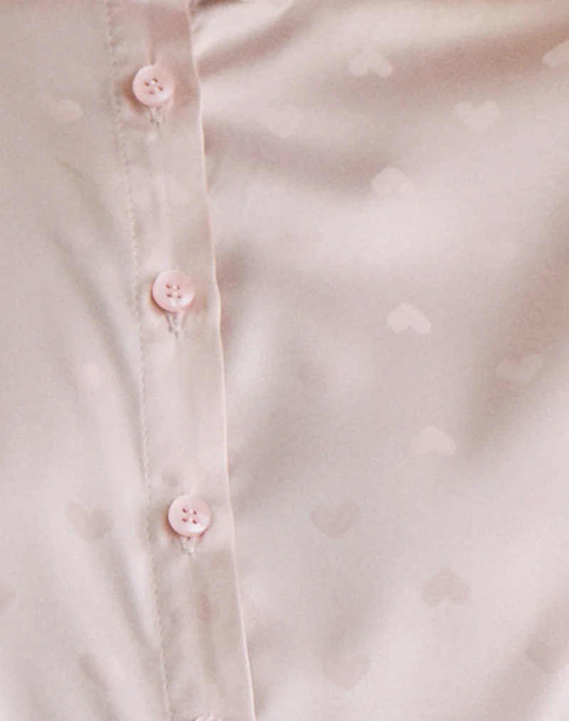 Meline Blouse in Satin Jacquard Pink