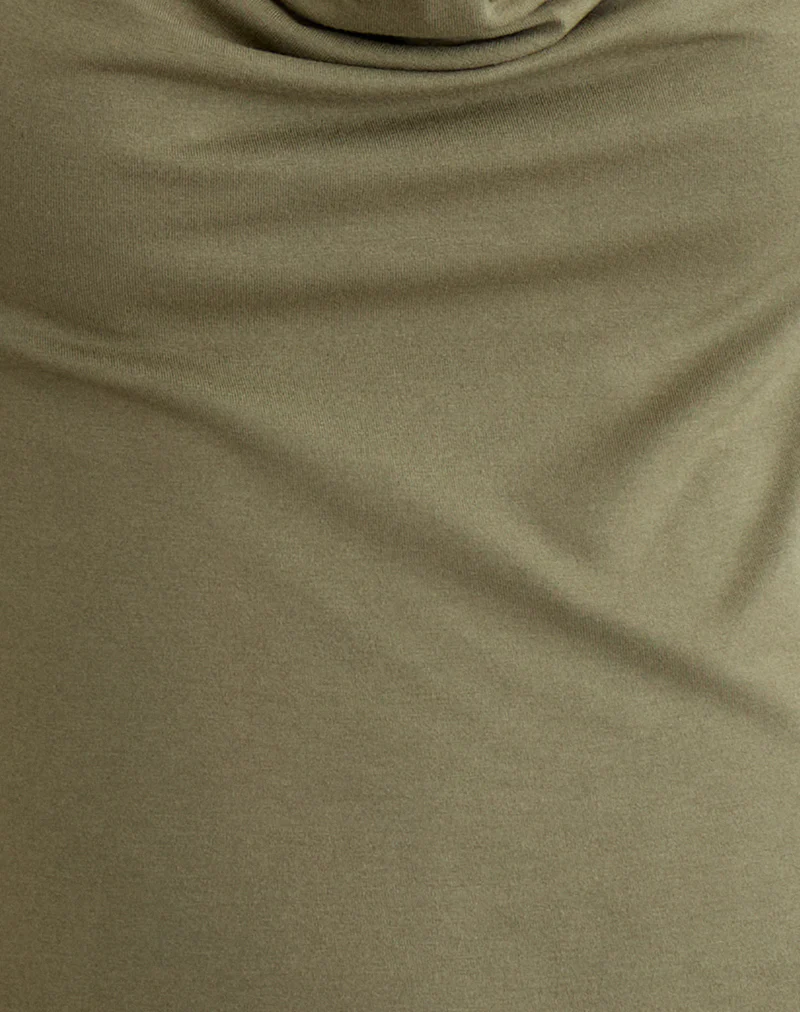 Slater Studded Top in Rayon Jersey Khaki